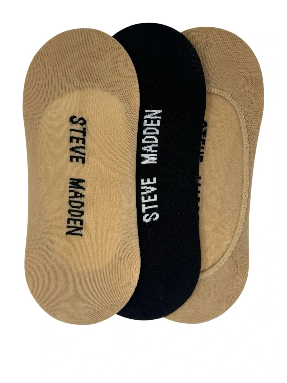 3 Pair Steve Madden No-Show Liner Socks in Black and Nude